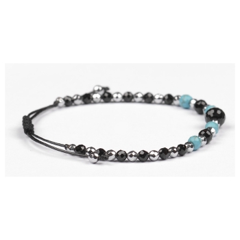 Bransoletka celebrytka czarny TURMALIN TURKUS HEMATYT ochrona i szczęście